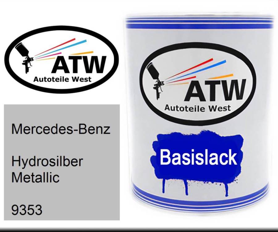 Mercedes-Benz, Hydrosilber Metallic, 9353: 1L Lackdose, von ATW Autoteile West.